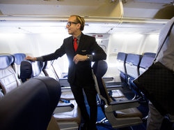 Flight attendant in uniform