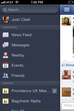 Facebook 4 navigation