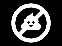 Illustration of a poop emoji inside of a no sign-2
