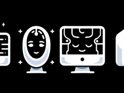 Illustration of four computers and devices lighting up with Sentient Design awareness