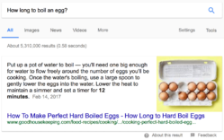 Google Snippet: How to boil an egg