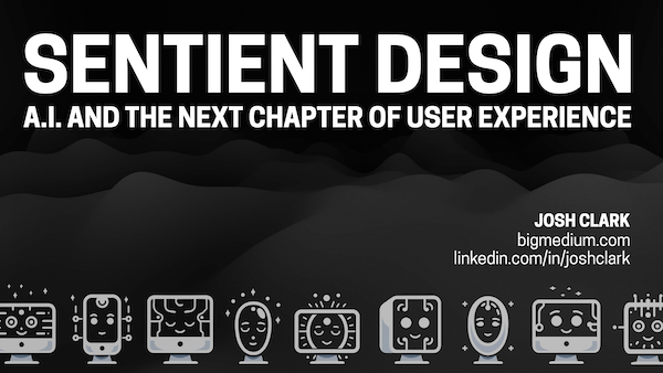 The cover slide of the deck, which reads "Sentient Design: AI and the Next Chapter of User Experience"