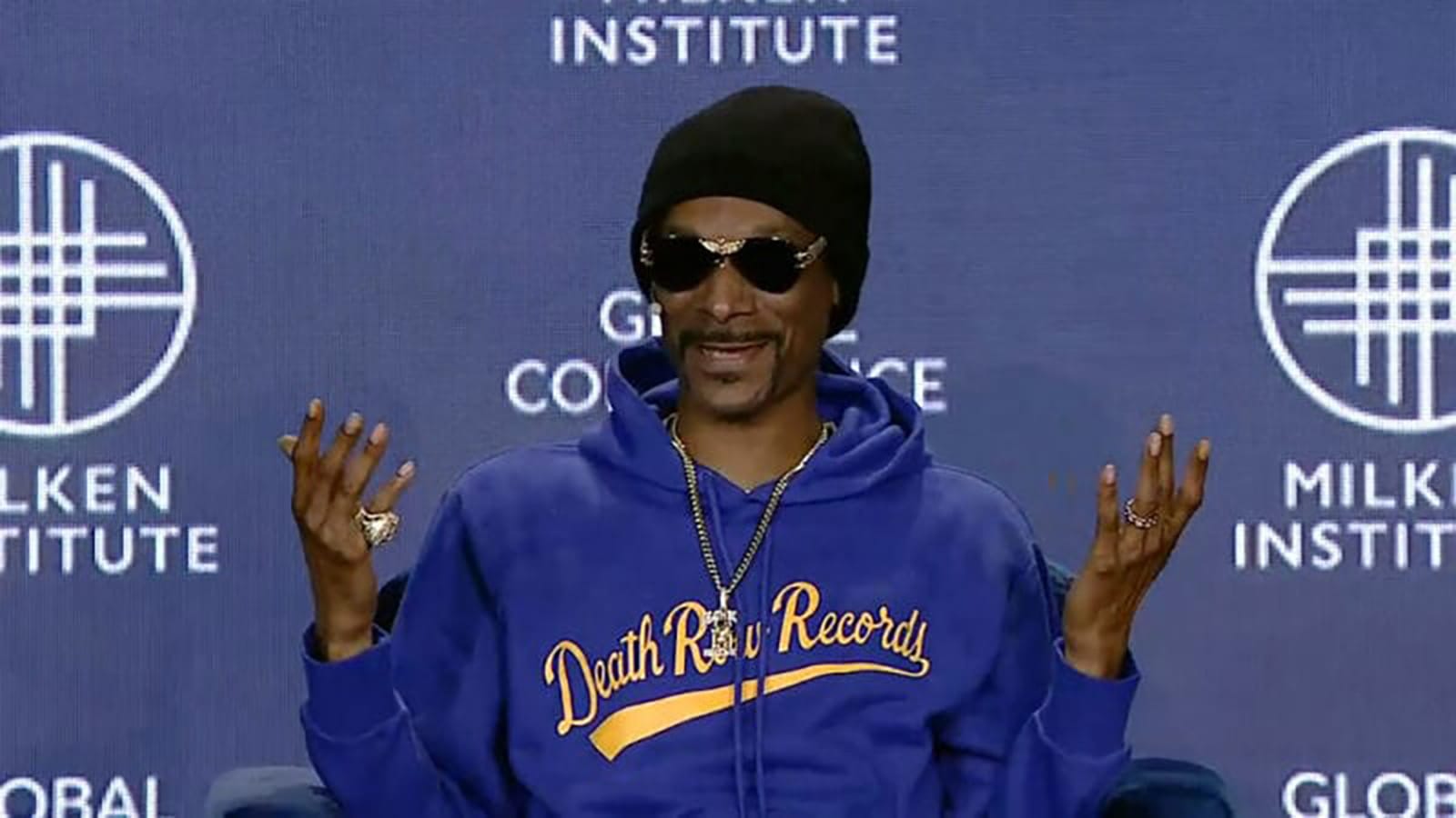 Snoop Dogg shares his views on AI at the Milken Institute in 2023.